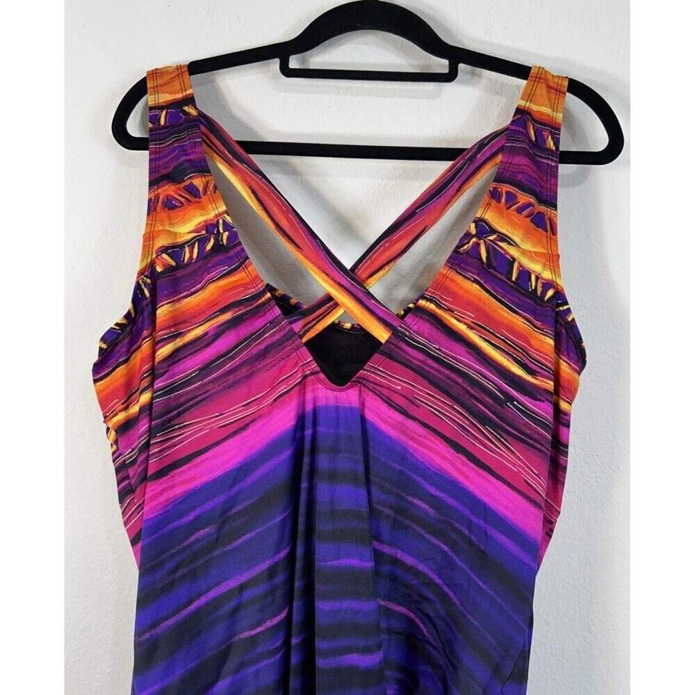Catherines Sunset Ombre Striped One Piece Swimsuit Plus Size 30W - Picture 8 of 12
